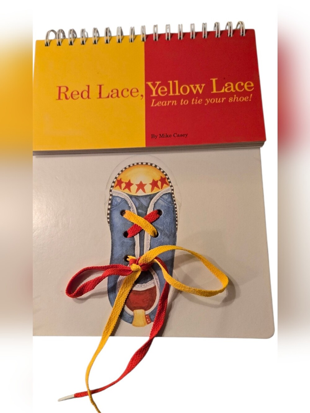 Kids Lace-Up Shoe Practice Book with Red and Yellow Laces